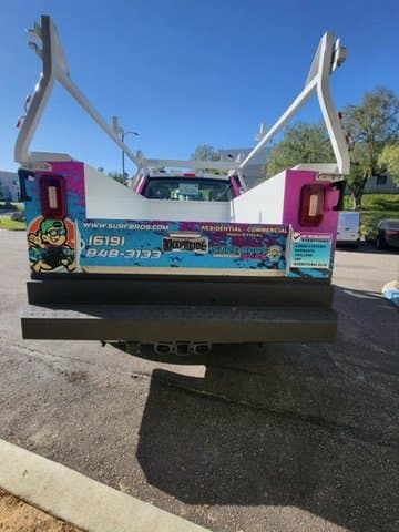 Surf Bros HVAC truck rear wrap